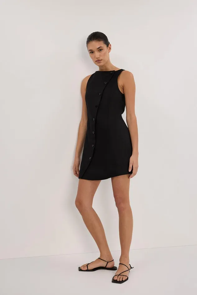 DISSH Mini Dresses TOMMY BLACK LINEN MINI DRESS 8211 Women