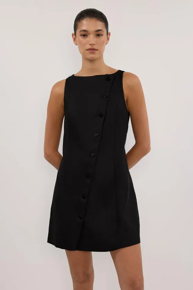 DISSH Mini Dresses TOMMY BLACK LINEN MINI DRESS 8211 Women