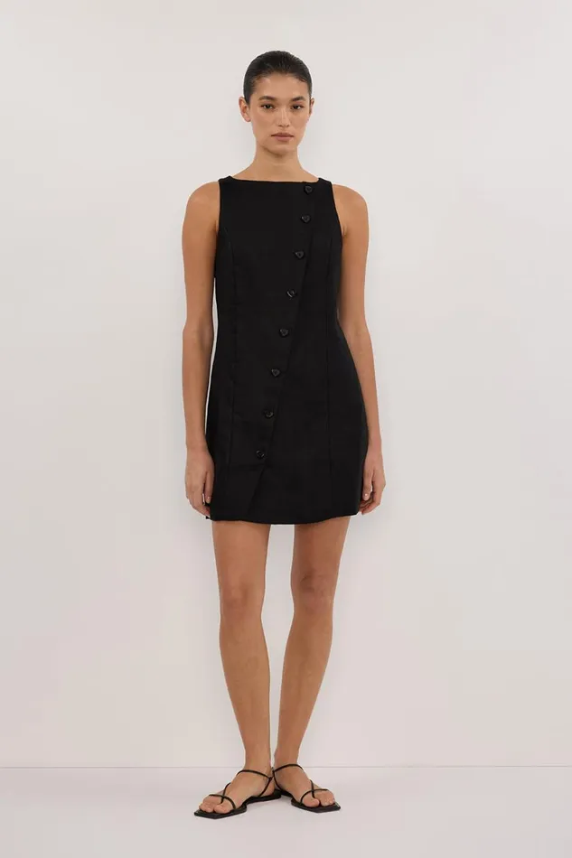 DISSH Mini Dresses TOMMY BLACK LINEN MINI DRESS 8211 Women