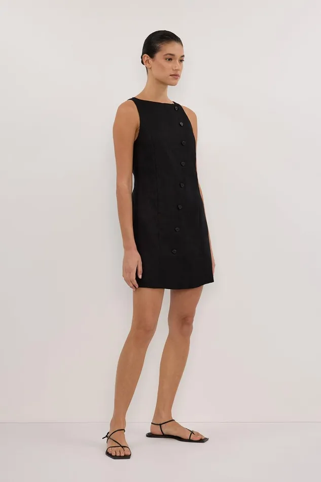 DISSH Mini Dresses TOMMY BLACK LINEN MINI DRESS 8211 Women