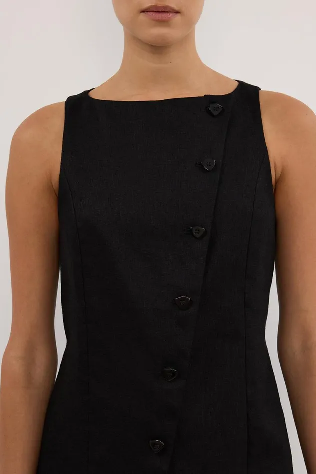 DISSH Mini Dresses TOMMY BLACK LINEN MINI DRESS 8211 Women