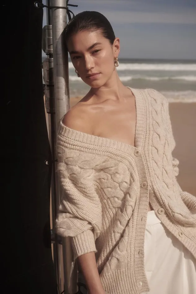 DISSH Sweaters MARA CHALK CABLE KNIT CARDIGAN 8211 Women