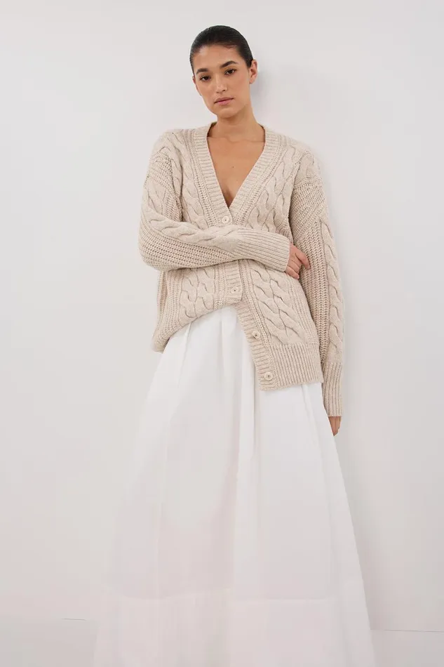 DISSH Sweaters MARA CHALK CABLE KNIT CARDIGAN 8211 Women
