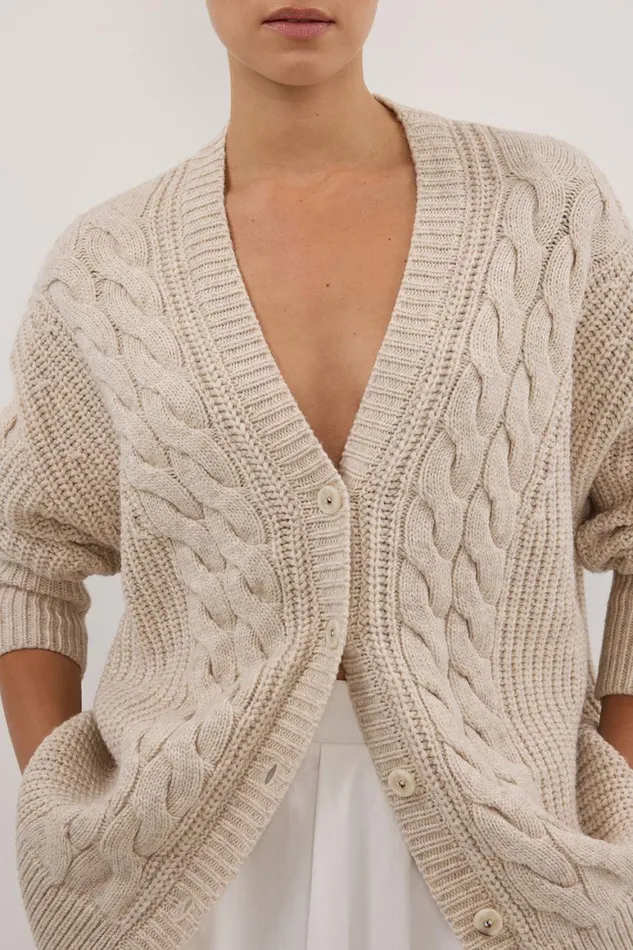 DISSH Sweaters MARA CHALK CABLE KNIT CARDIGAN 8211 Women