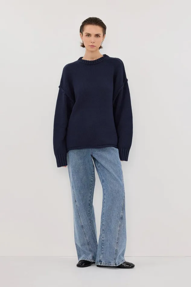 DISSH Sweaters ROY NAVY LONGLINE KNIT JUMPER 8211 Women