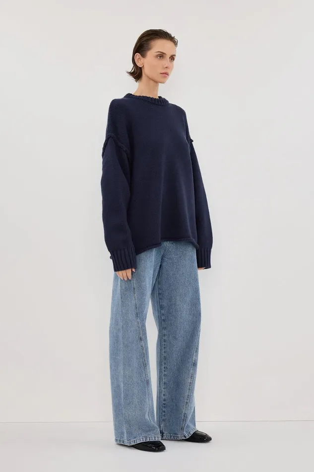DISSH Sweaters ROY NAVY LONGLINE KNIT JUMPER 8211 Women
