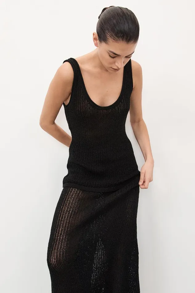 DISSH Tanks MARGOT BLACK SCOOP CROCHET TANK 8211 Women