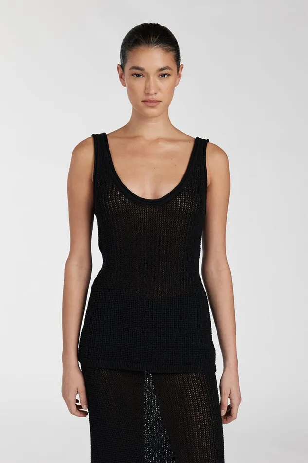 DISSH Tanks MARGOT BLACK SCOOP CROCHET TANK 8211 Women