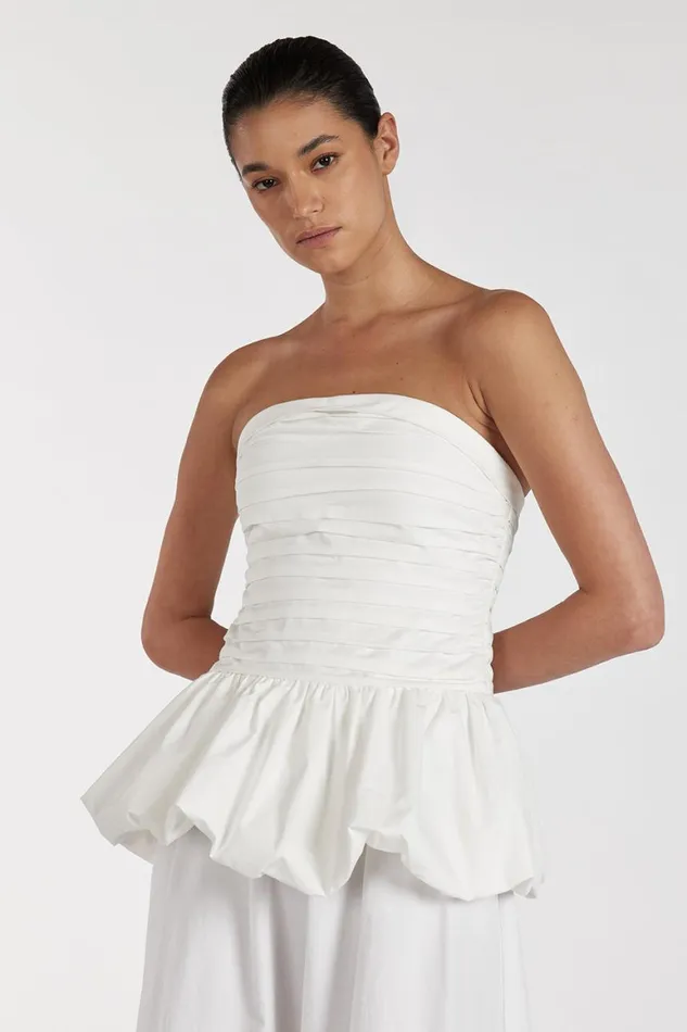 DISSH White Tops PEGGY WHITE COTTON STRAPLESS TOP 8211 Women
