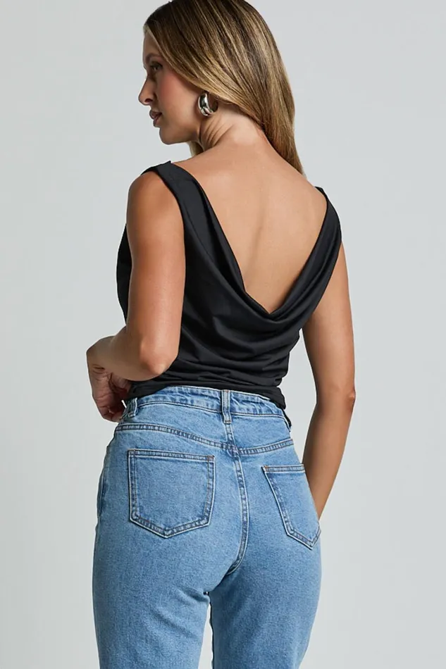 Doris Top 8211 Cowl Neck Crop Top In Black Women Showpo Tops