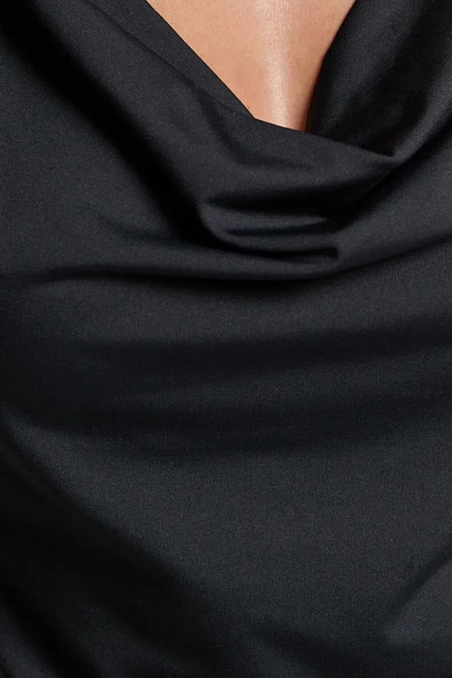 Doris Top 8211 Cowl Neck Crop Top In Black Women Showpo Tops