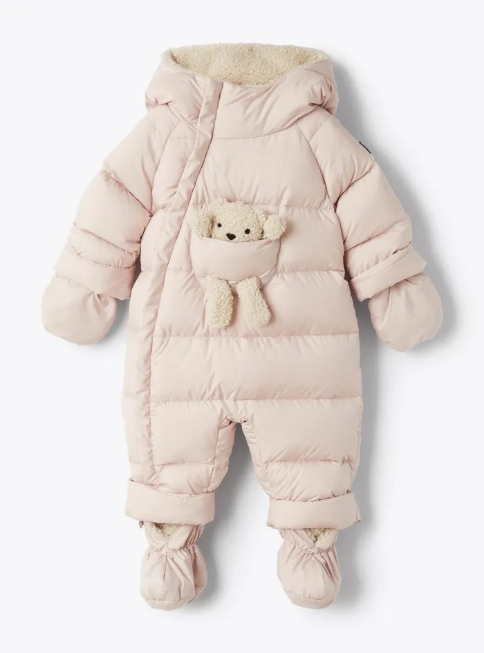 Downjackets Baby 036 Il Gufo Down Jumpsuit With Teddy Bear