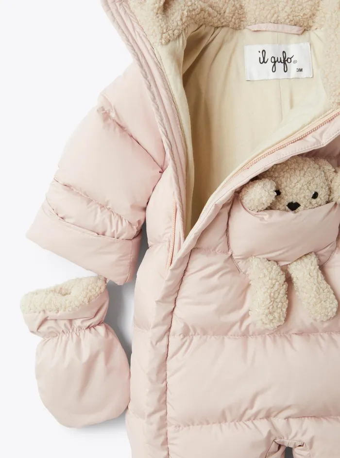 Downjackets Baby 036 Il Gufo Down Jumpsuit With Teddy Bear