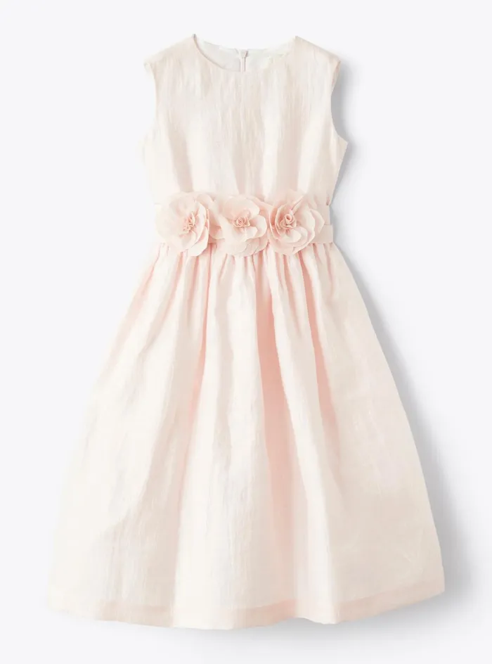Dresses Girl 216 Il Gufo Dress In Pink Shantung Linen