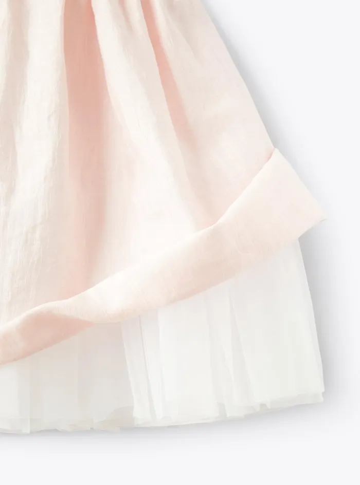 Dresses Girl 216 Il Gufo Dress In Pink Shantung Linen