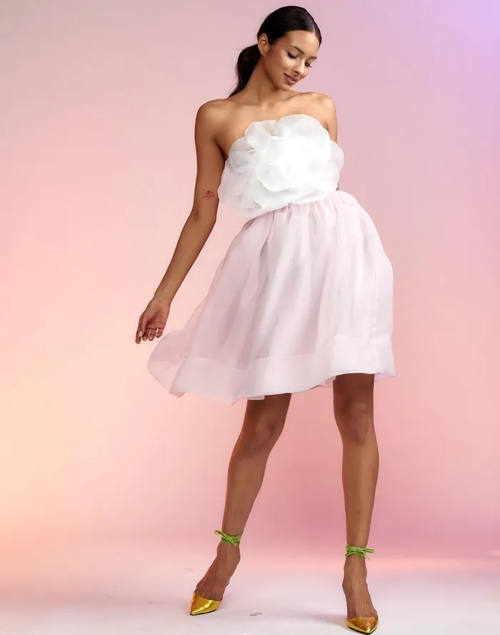 Dresses Women Cynthia Rowley Organza Flower Strapless Dress