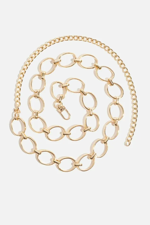Dynamite Belts Women Open Ovals Chain Belt Yellow