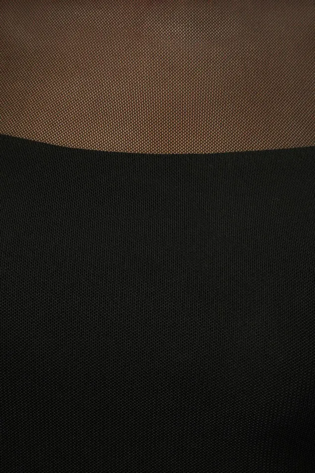 Dynamite Bodysuits Women Open Back Mesh Bodysuit Black