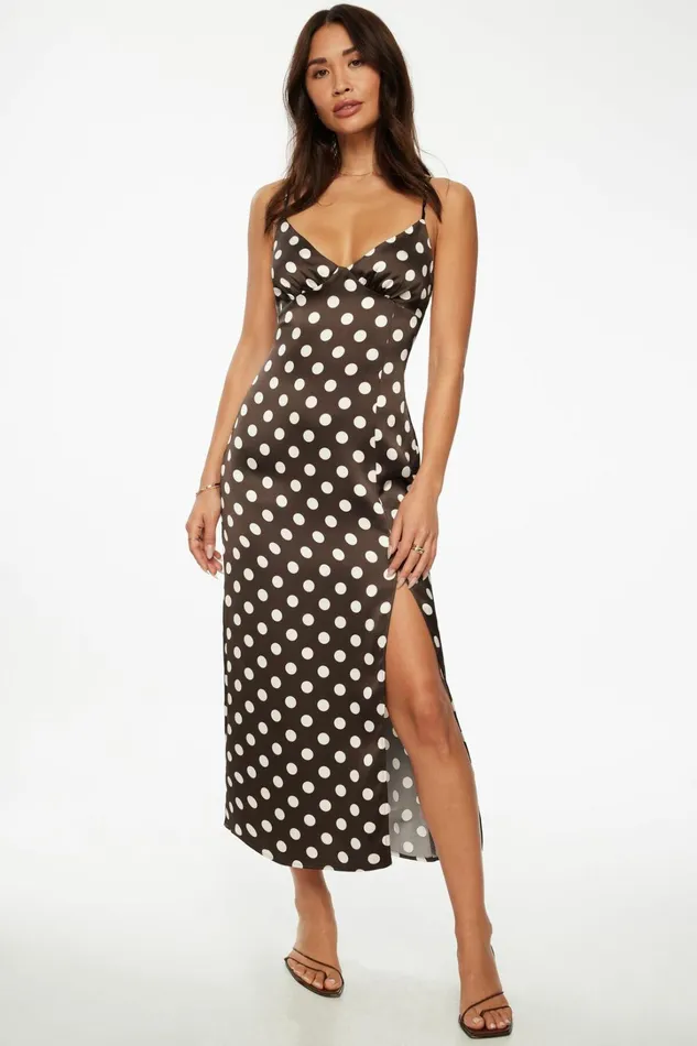 Dynamite Dresses and Jumpsuits Women Geneva Satin Slip Dress Brown