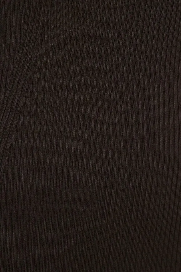 Dynamite Dresses and Jumpsuits Women Ribbed Polo Mini Dress Brown