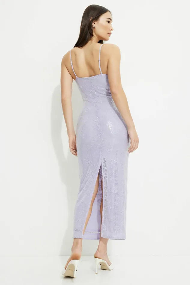 Dynamite Dresses and Jumpsuits Women Sequin Lace Maxi Dress Blue