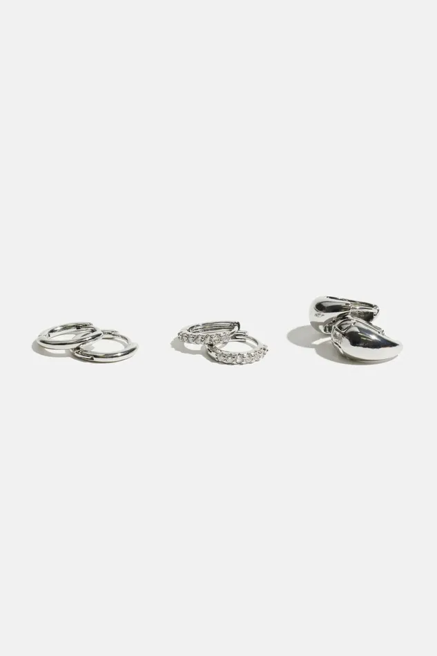 Dynamite Earrings Women 3Pack Delicate Linear Hoop Earrings Gray