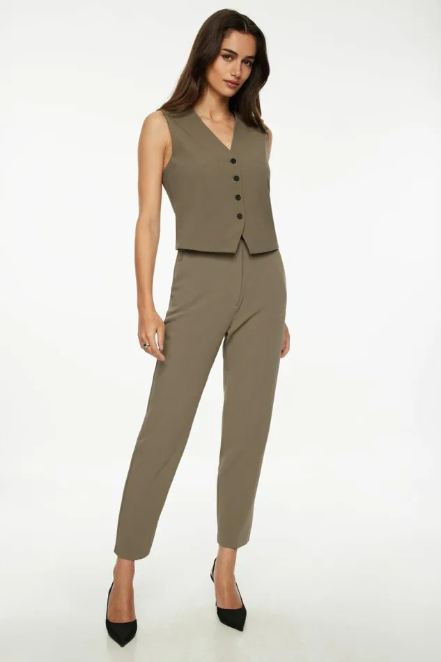 Dynamite Pants Women Emily Tailored Slim Ankle Pants Brown