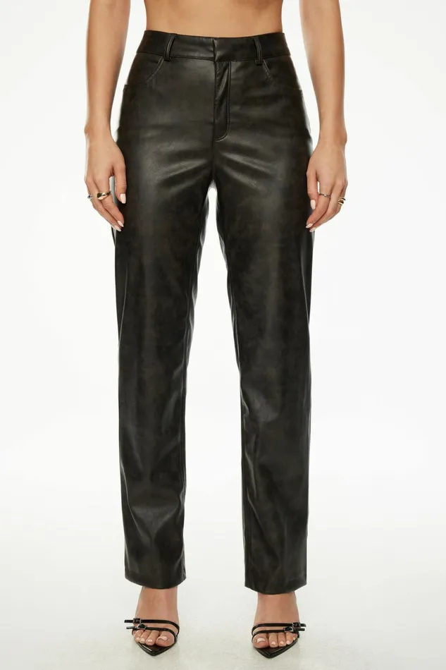 Dynamite Pants Women Justina Straight Faux Leather Pants Brown