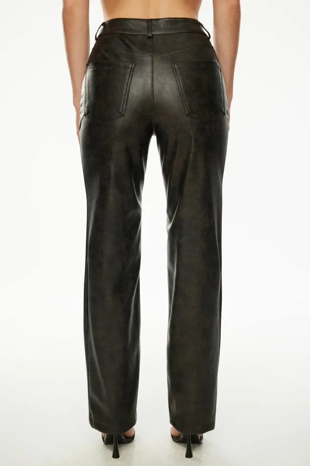 Dynamite Pants Women Justina Straight Faux Leather Pants Brown