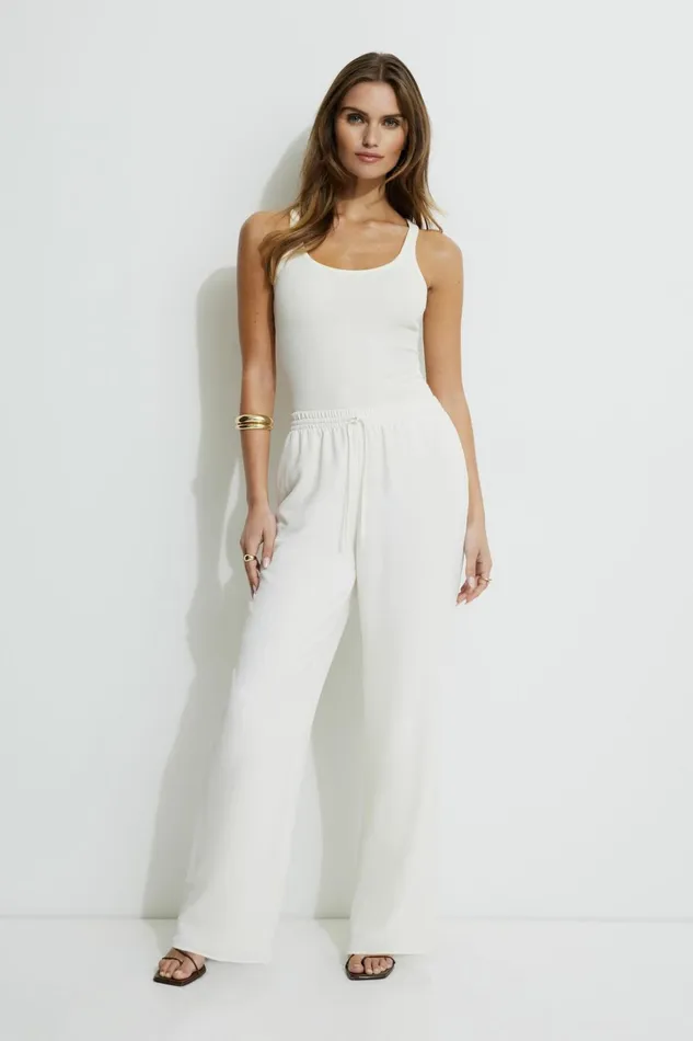 Dynamite Pants Women Wide Leg PullOn Pants Beige