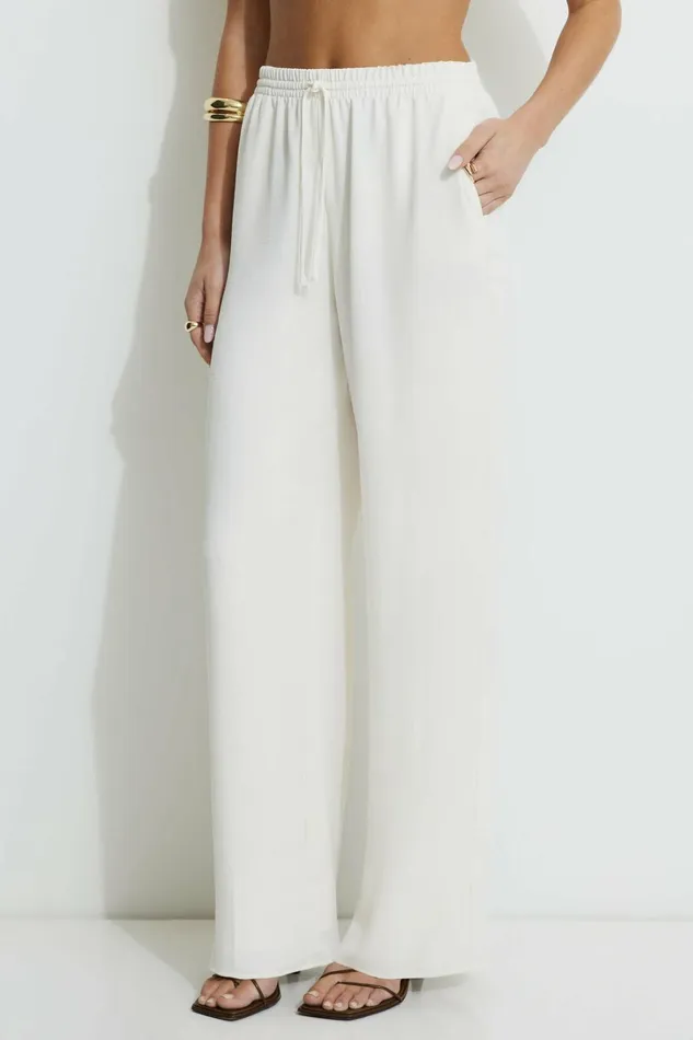 Dynamite Pants Women Wide Leg PullOn Pants Beige