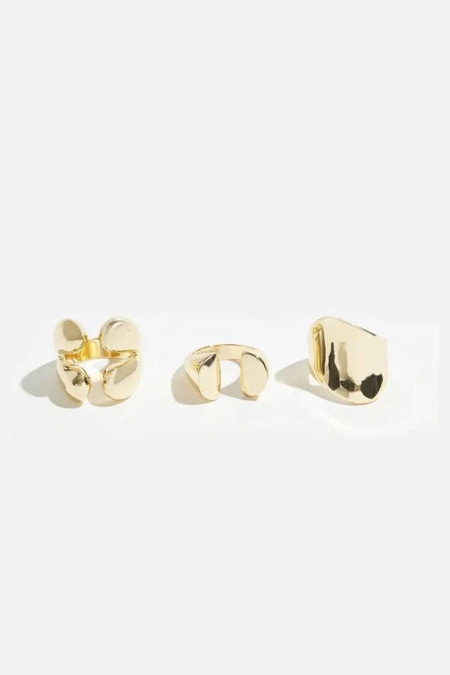 Dynamite Rings Women 3Pack Modern Open Rings Yellow
