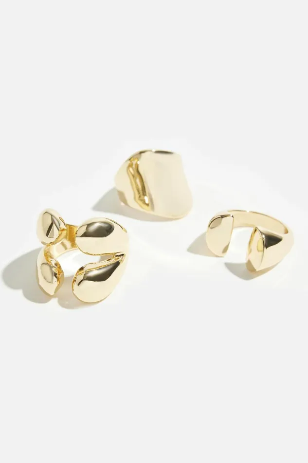 Dynamite Rings Women 3Pack Modern Open Rings Yellow