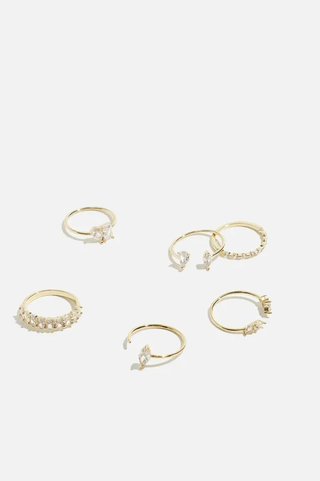 Dynamite Rings Women 6Pack Delicate Gem Rings White