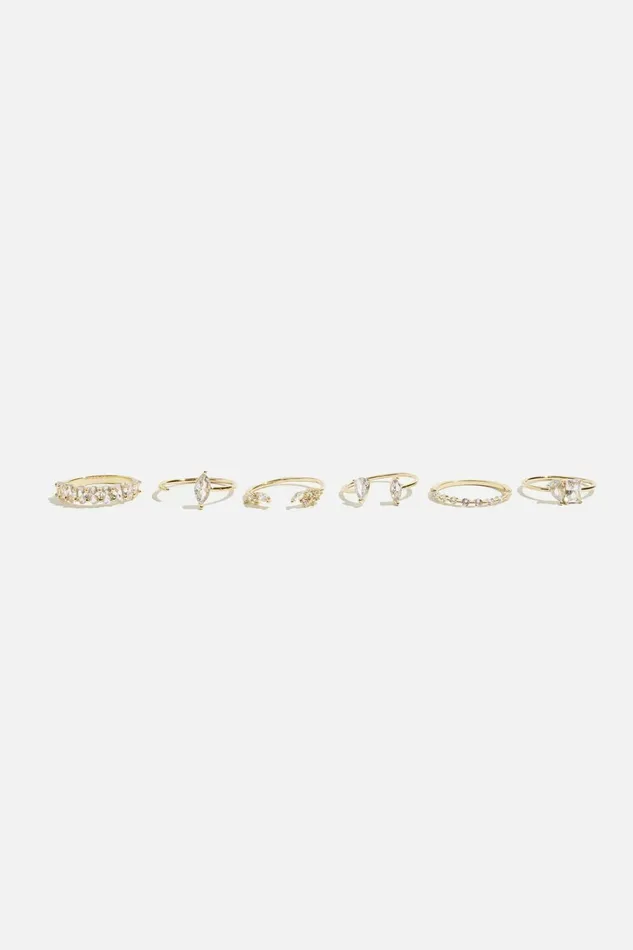 Dynamite Rings Women 6Pack Delicate Gem Rings White