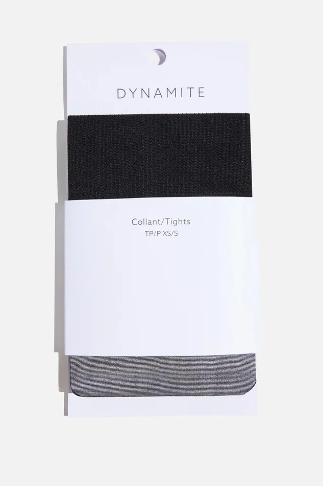 Dynamite Socks and Tights Women Faux Knee High Ribbed Tights Black