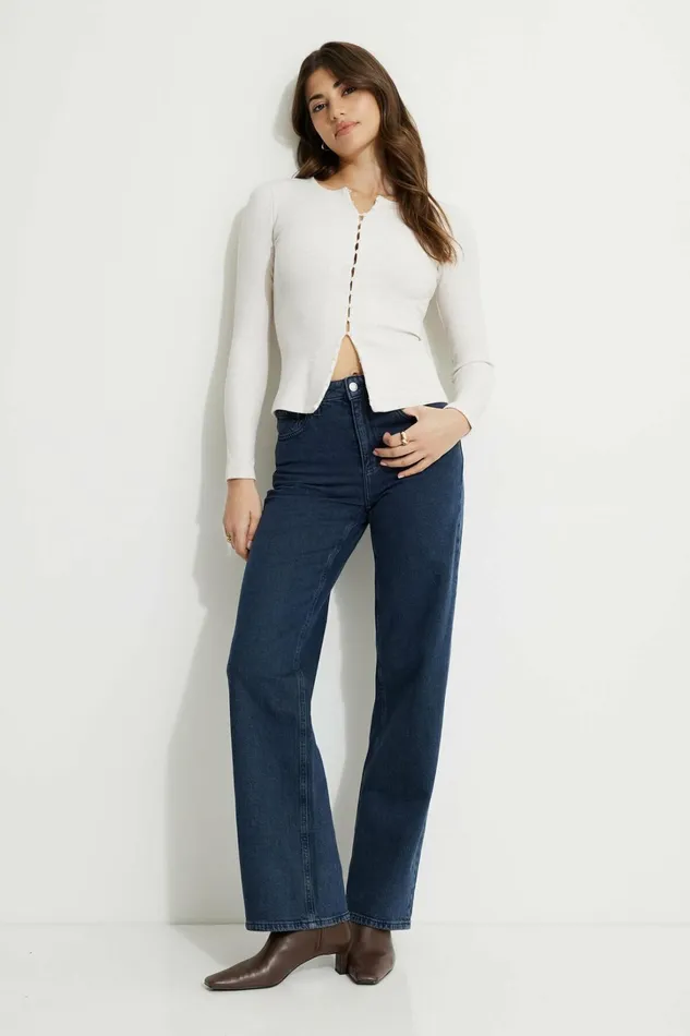 Dynamite Tops Women Renae Ribbed Flyaway Cardigan White