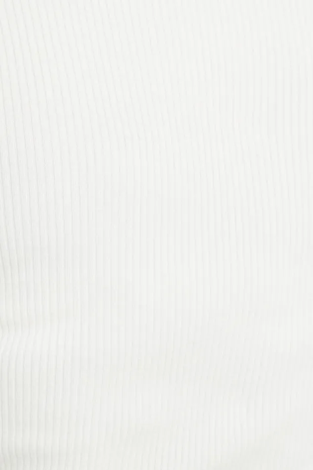 Dynamite Tops Women Ribbed Quarter Sleeve Polo White