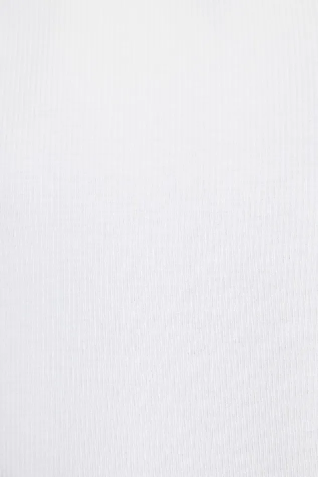 Dynamite Tops Women Ribbed UNeck Long Sleeve T Shirt WHITE