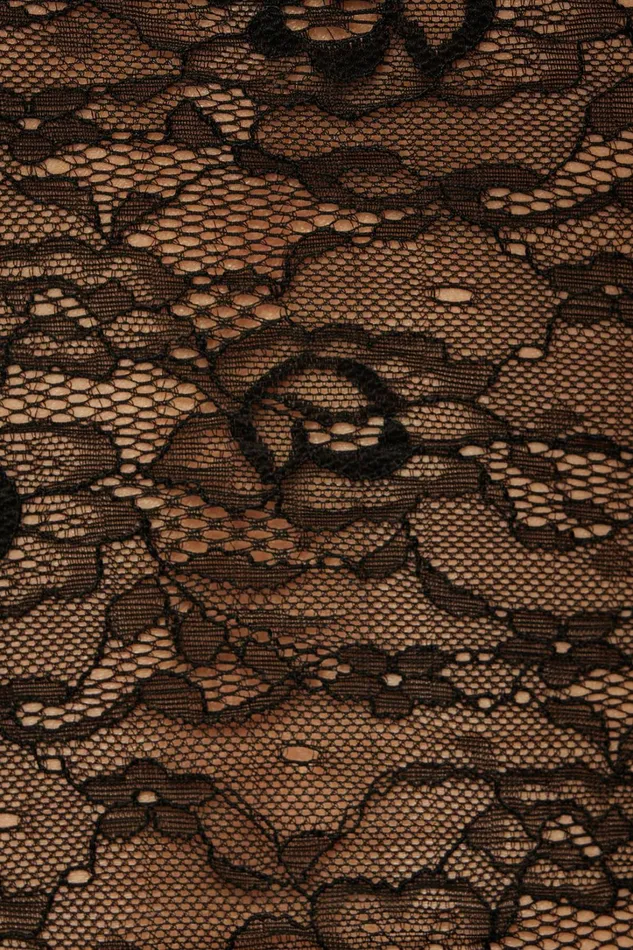 Dynamite Tops Women Sheer Lace Bodysuit Black