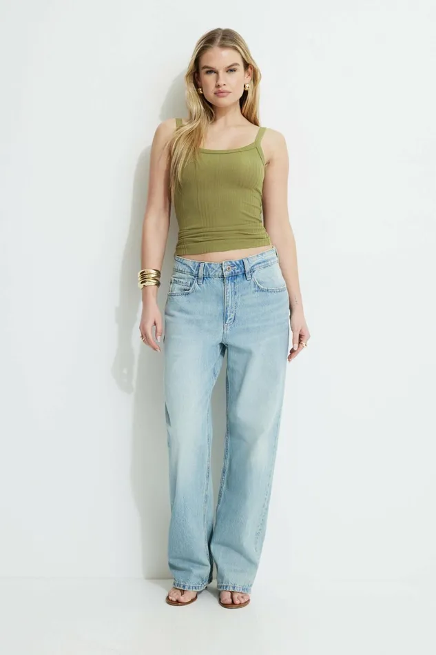 Dynamite Tops Women Variegated Rib Camisole Green