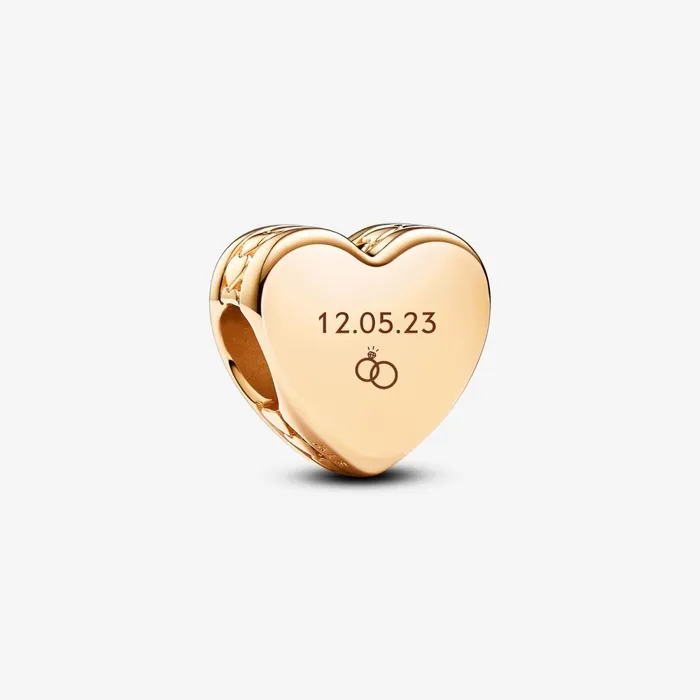 Engravable Charms Women Pandora Engravable Heart Charm Gold Plated