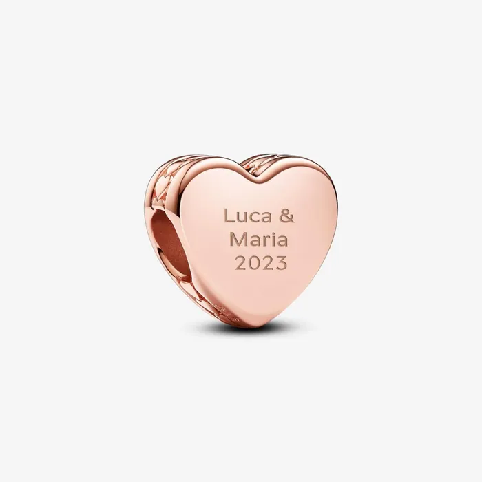 Engravable Charms Women Pandora Engravable Heart Charm Rose Gold Plated