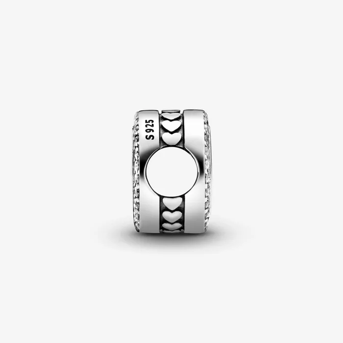 Engravable Charms Women Pandora Engravable Sparkling Button Charm Sterling Silver