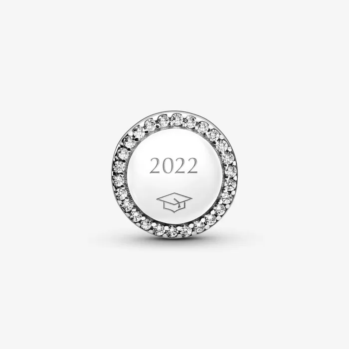Engravable Charms Women Pandora Engravable Sparkling Button Charm Sterling Silver