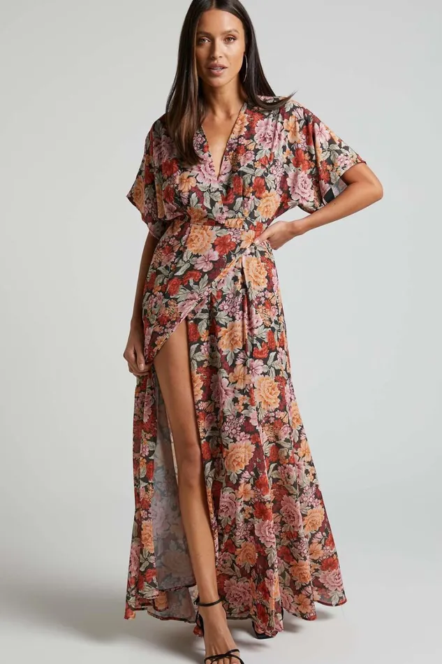 Erenza Maxi Dress 8211 Extended Sleeve Wrap Dress In Boheme Floral Women Showpo Dresses