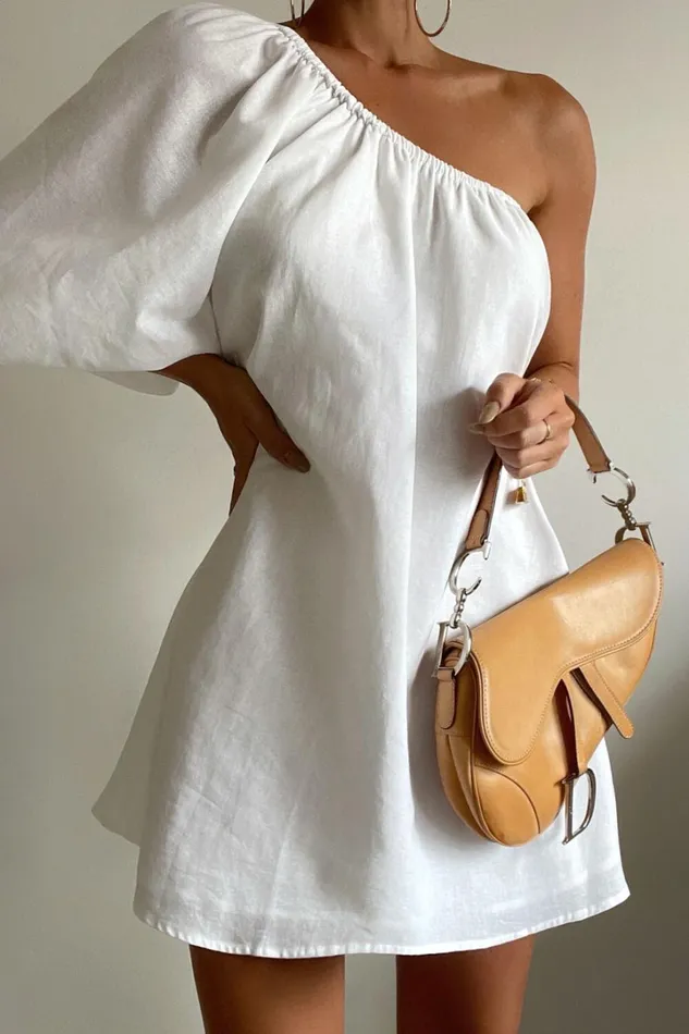 Estella Mini Dress 8211 One Shoulder Puff Sleeve Shift Dress In White Women Showpo Maternity Clothes Estella Mini Dress 8211 One Shoulder Puff Sleeve Shift Dress In White Women Showpo Maternity Clothes