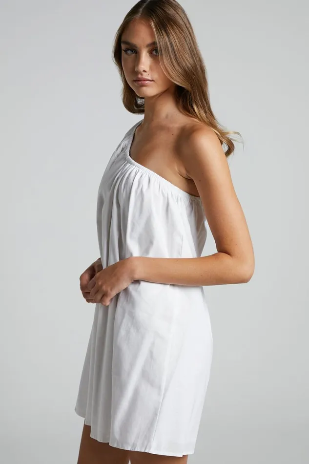 Estella Mini Dress 8211 One Shoulder Puff Sleeve Shift Dress In White Women Showpo Maternity Clothes