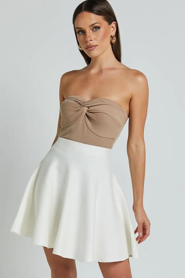 Farrah Mini Skirt 8211 High Waisted A Line Skirt In Off White Women Showpo Skirts