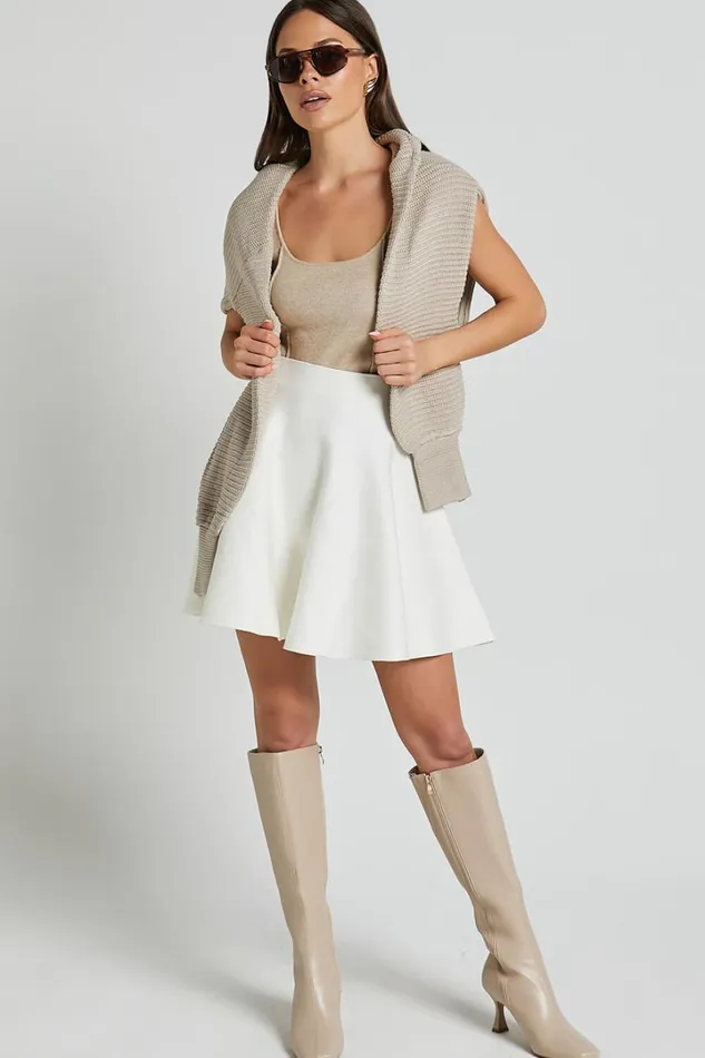 Farrah Mini Skirt 8211 High Waisted A Line Skirt In Off White Women Showpo Skirts